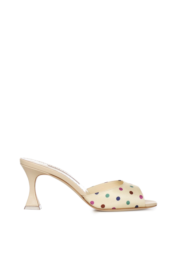 Manolo Blahnik Silk Polka Dot Mules
