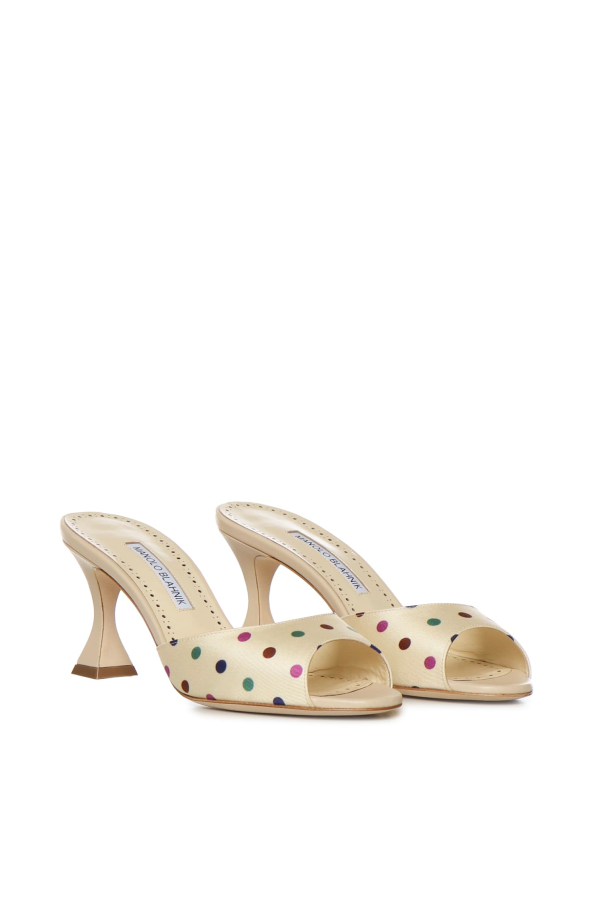 Manolo Blahnik Silk Polka Dot Mules