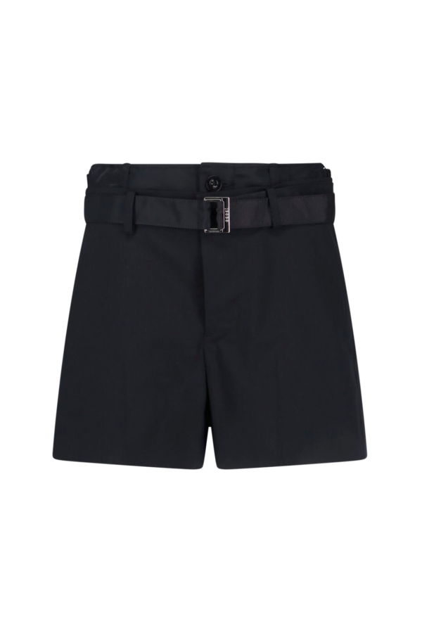 sacai Wool Blend Shorts - Black