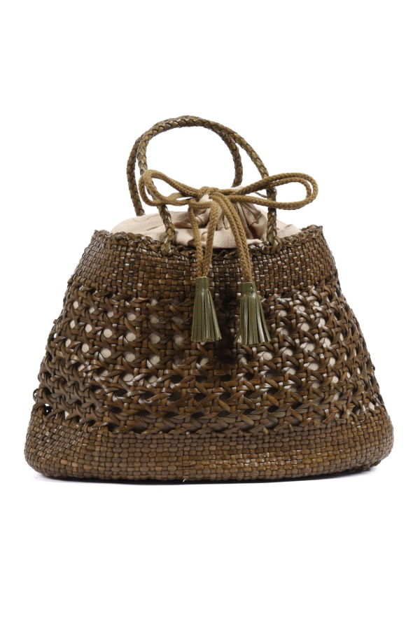 Dragon Diffusion Santa Cano 3.5mm Cannage Weave Shoulder Bag - Green