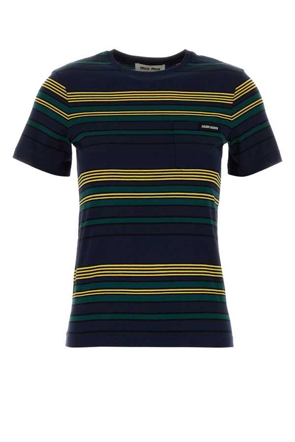 MIU MIU Embroidered Cotton T-Shirt - Blubottiglia