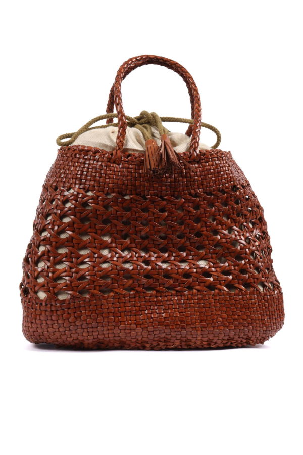 Dragon Diffusion Santa Cano 3.5mm Cannage Weave Shoulder Bag - Camel