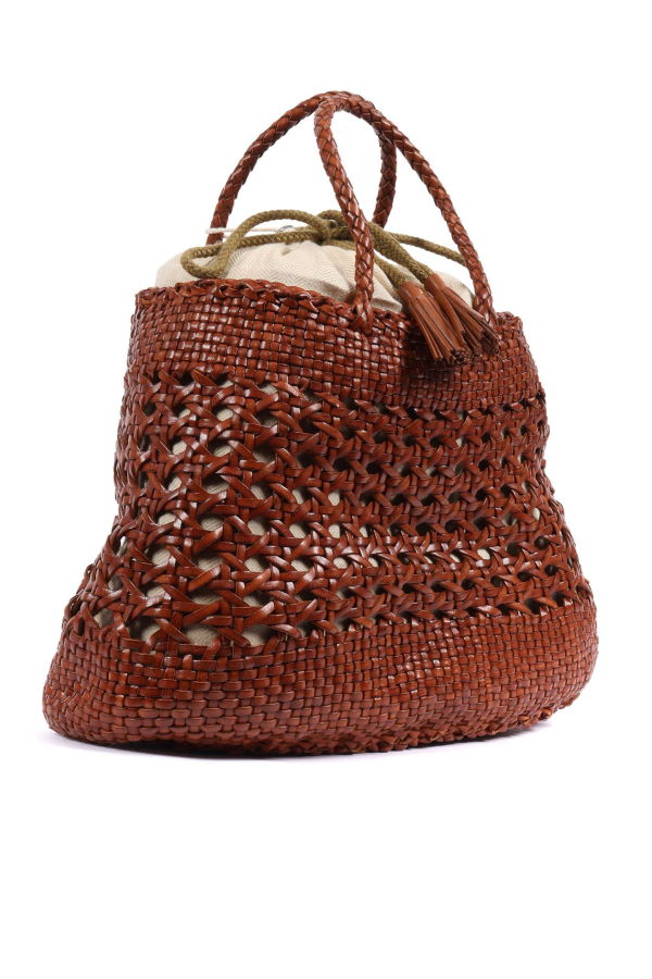 Dragon Diffusion Santa Cano 3.5mm Cannage Weave Shoulder Bag - Camel