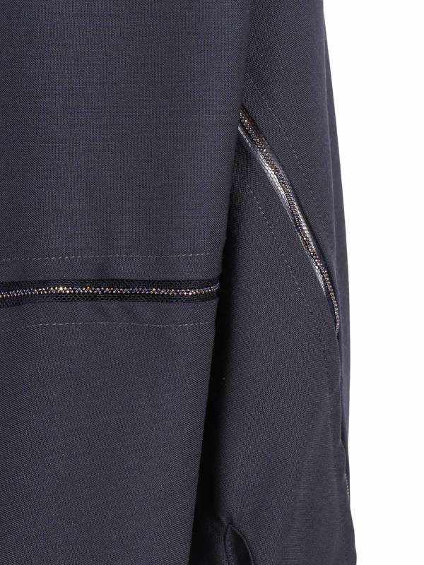 Fabiana Filippi Bistretch Wool 3/4 Sleeve Shirt, Tulle and Filo Diamante Blouse - Blue