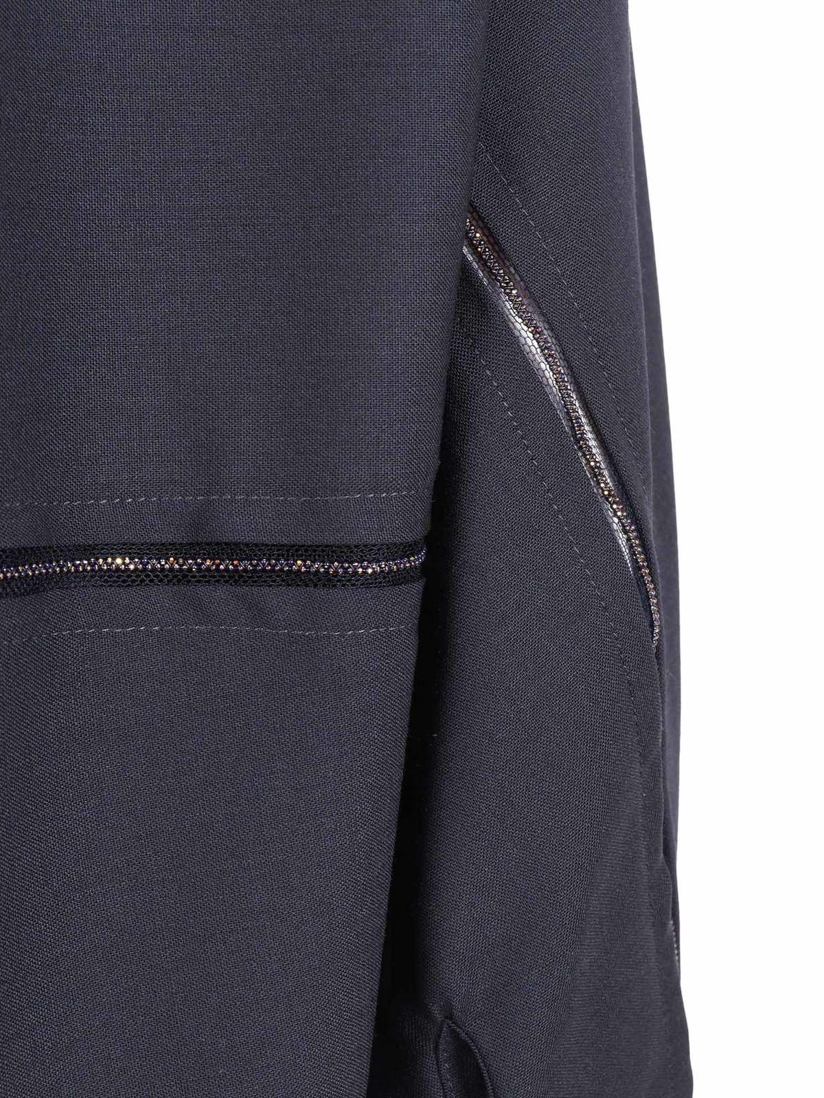 Fabiana Filippi Bistretch Wool 3/4 Sleeve Shirt, Tulle and Filo Diamante Blouse - Blue - Image 3 of 3