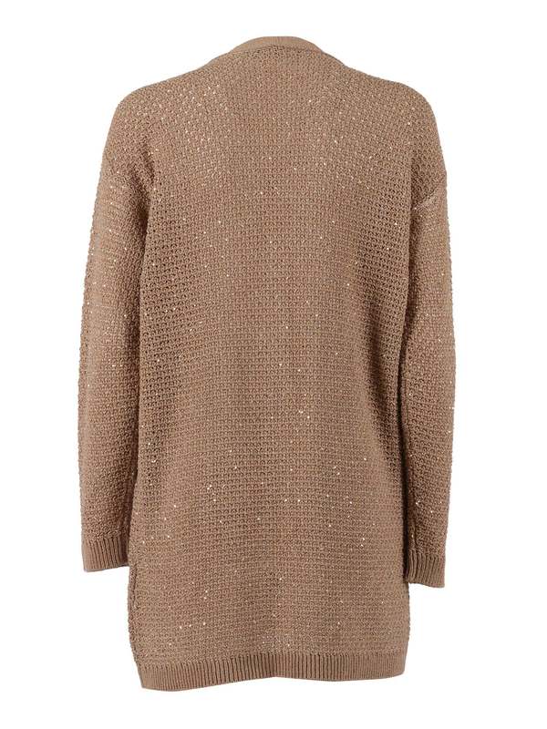 Fabiana Filippi Sequin Ribbon Crochet Oversize Cardigan - Brown