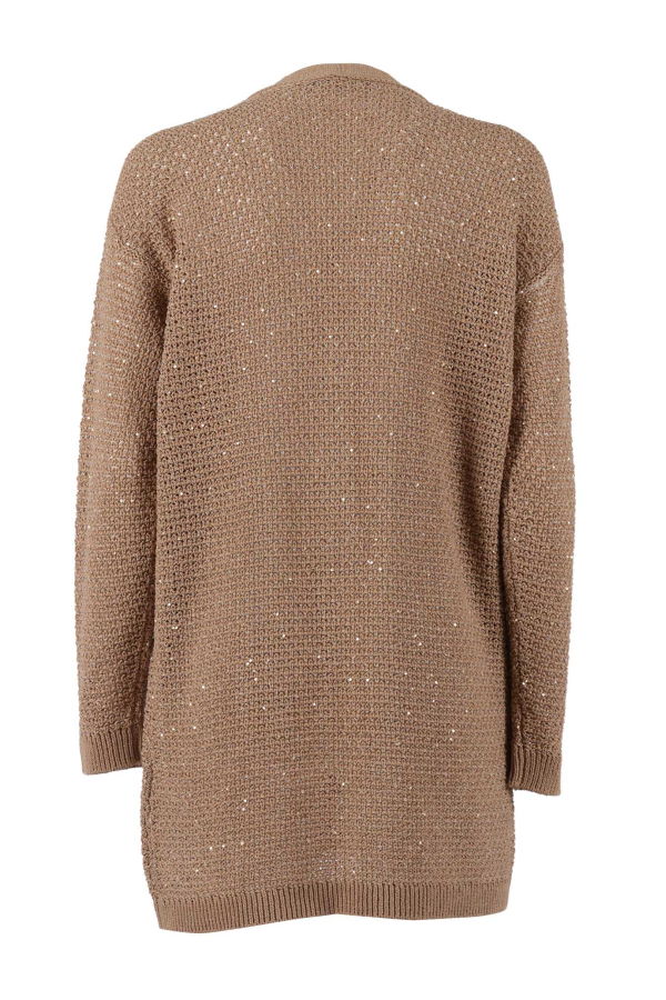 Fabiana Filippi Sequin Ribbon Crochet Oversize Cardigan - Brown