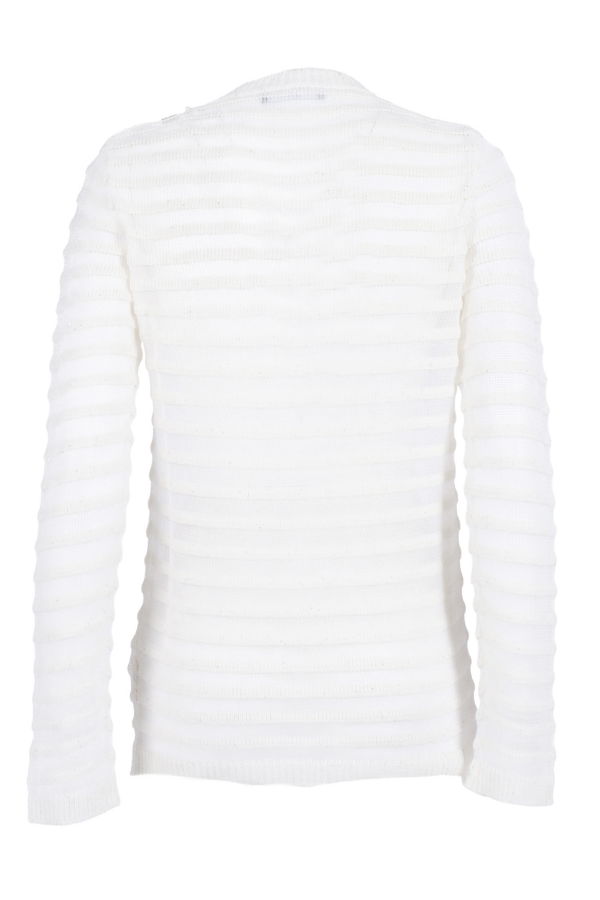 Fabiana Filippi Sequin Cotton Linen Boatneck Sweater, Organza Effect Stripe - White