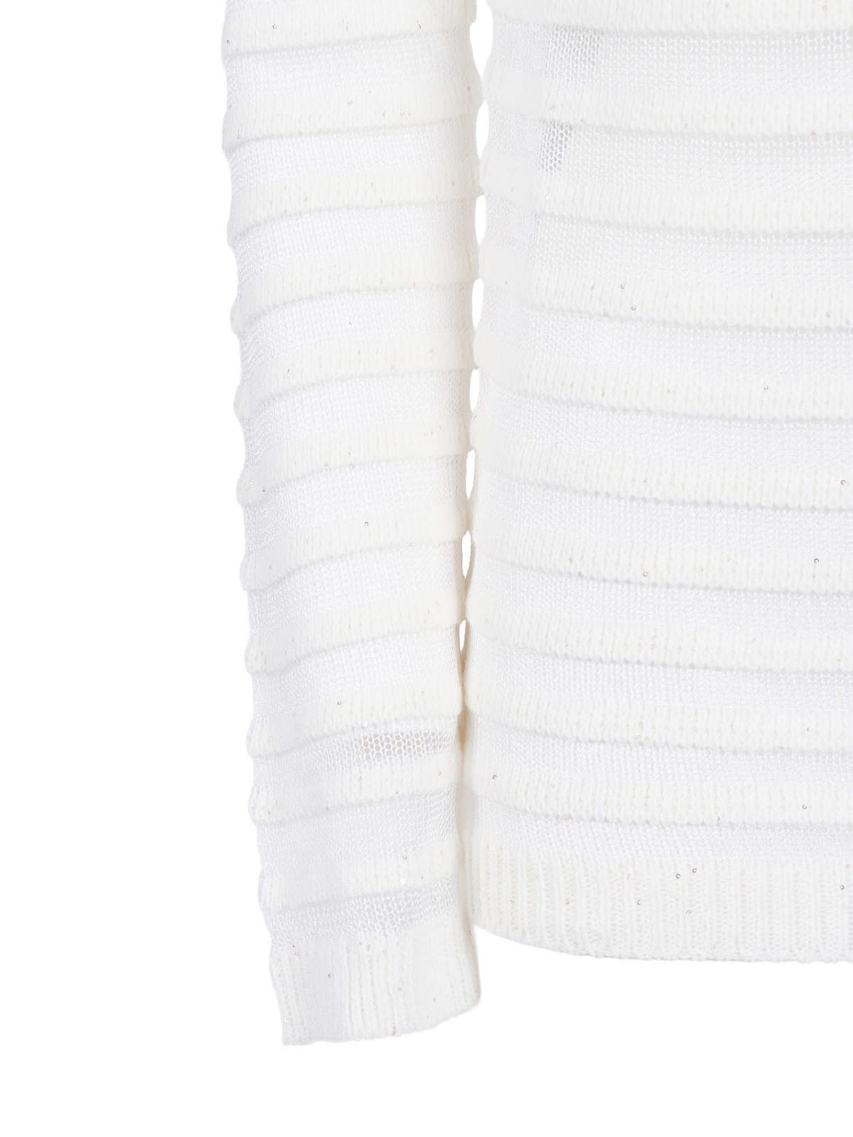 Fabiana Filippi Sequin Cotton Linen Boatneck Sweater, Organza Effect Stripe - White - Image 3 of 3