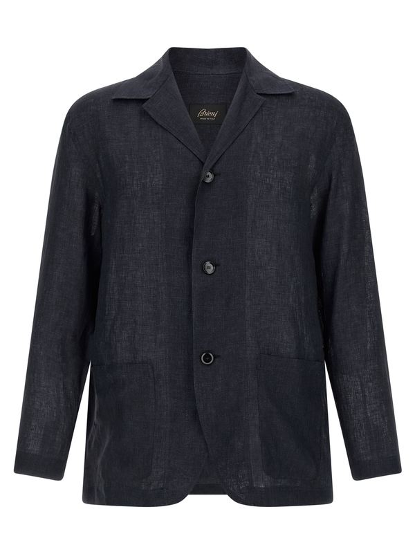 Brioni Blazer-Inspired Linen Shirt - Blue