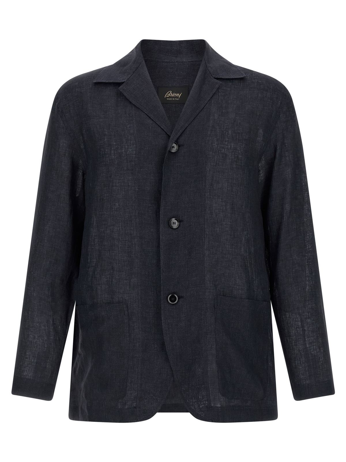 Brioni Blazer-Inspired Linen Shirt - Blue - Image 1 of 4