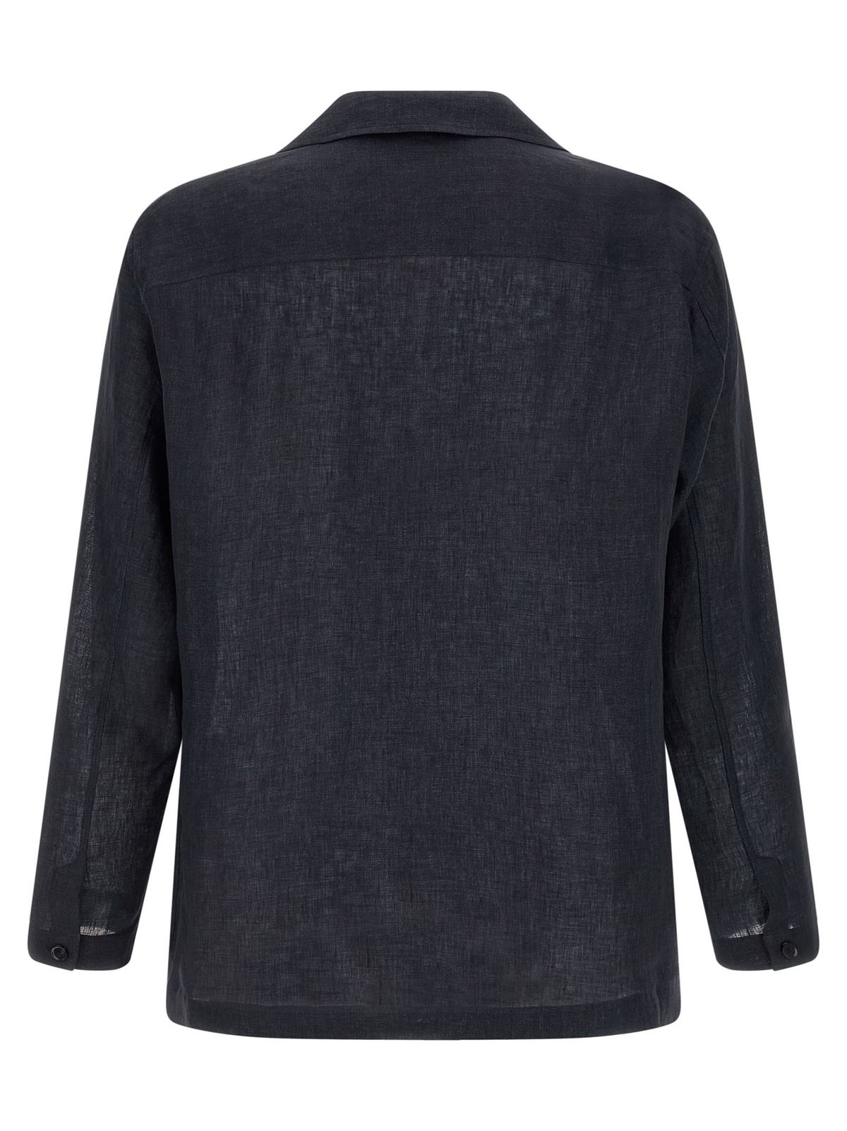 Brioni Blazer-Inspired Linen Shirt - Blue - Image 2 of 4