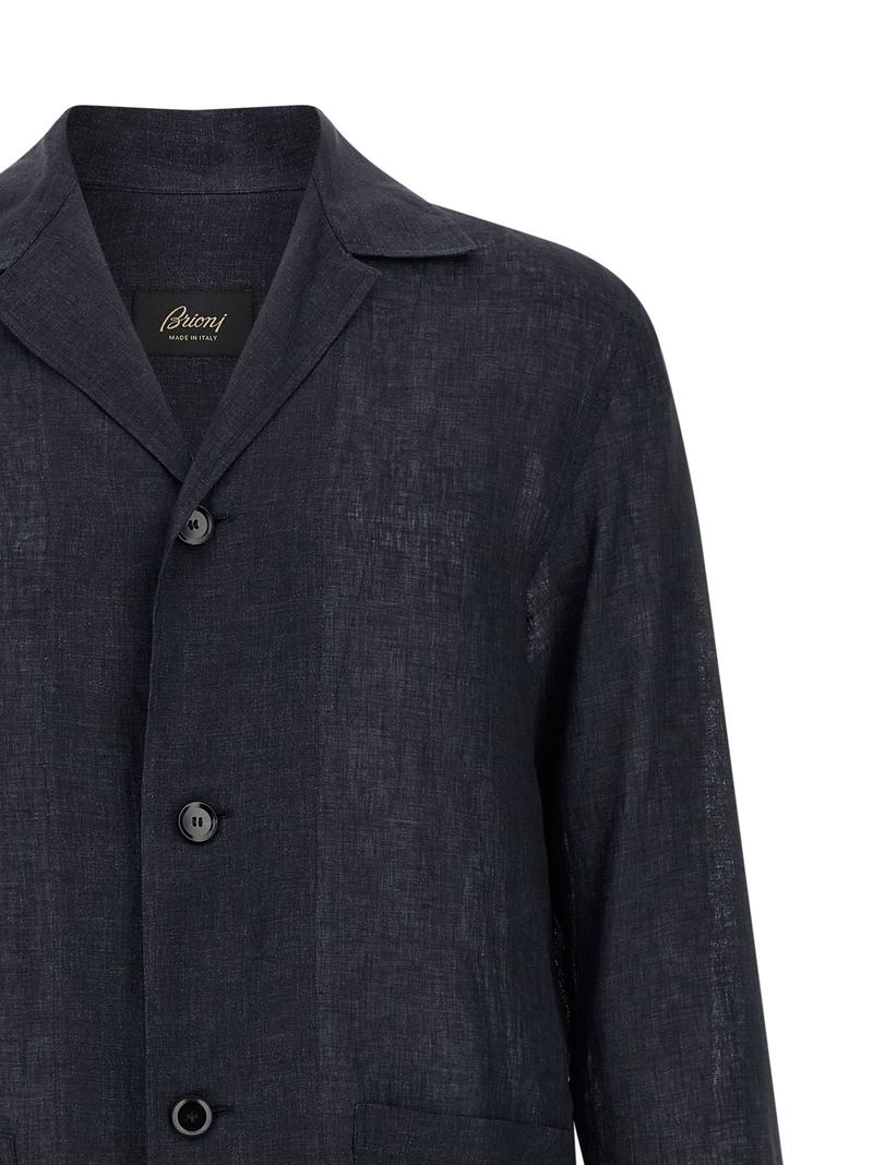 Brioni Blazer-Inspired Linen Shirt - Blue