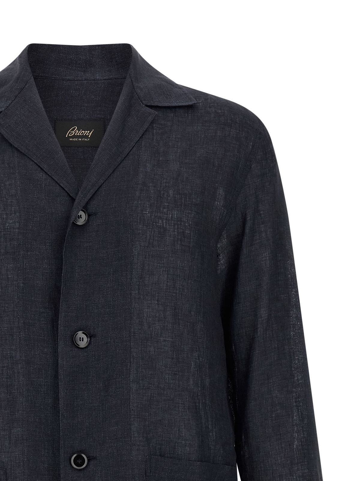 Brioni Blazer-Inspired Linen Shirt - Blue - Image 3 of 4