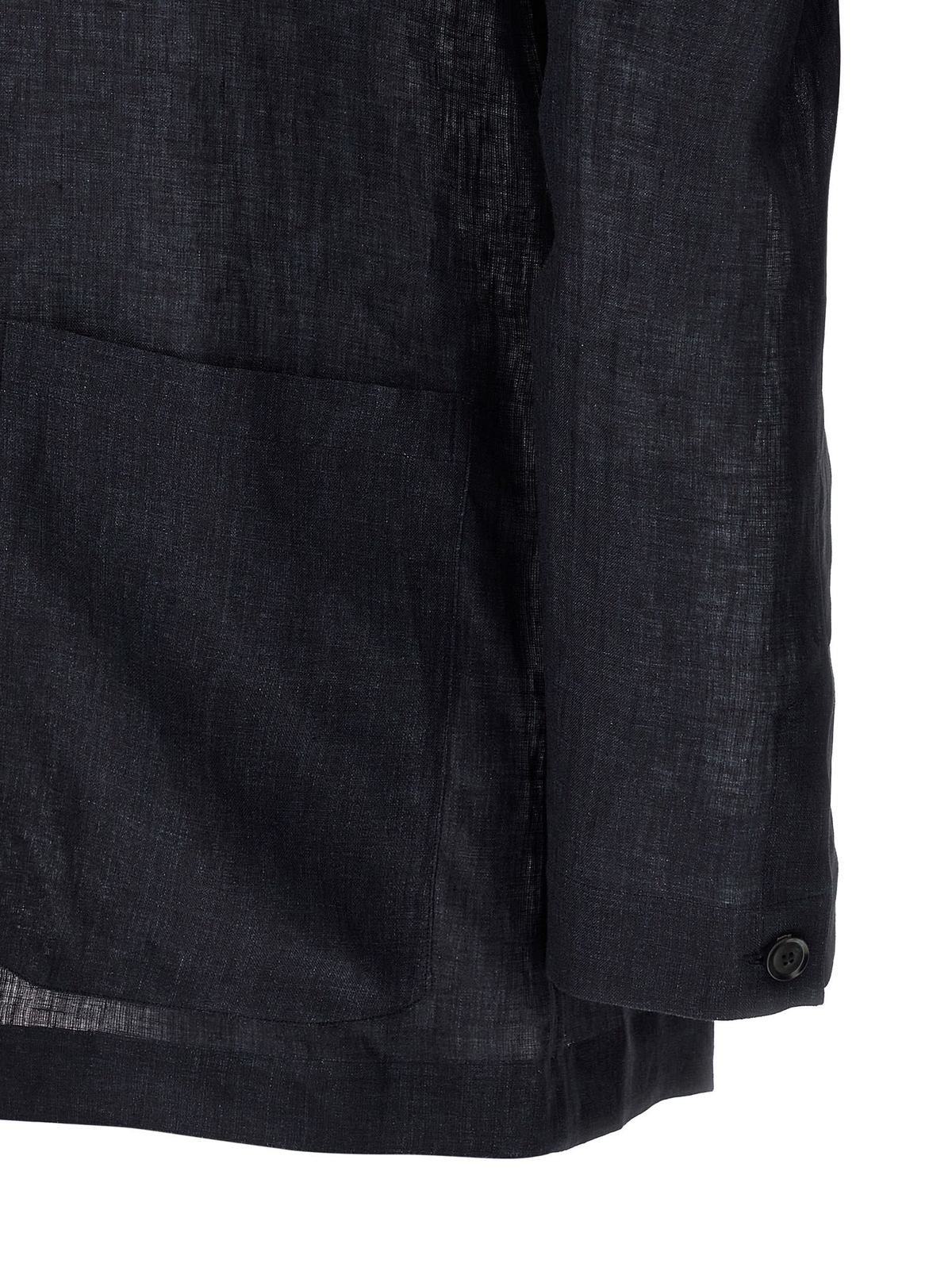 Brioni Blazer-Inspired Linen Shirt - Blue - Image 4 of 4