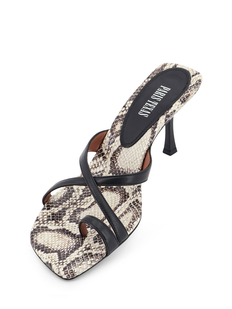 Paris Texas Lorena Leather Sandals - Python Black