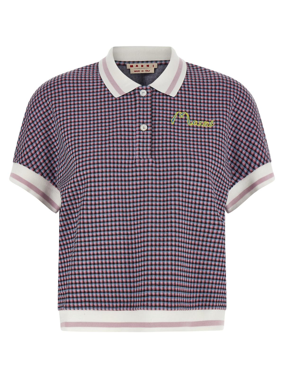 Marni Check Patterned Polo Shirt - Multicolor - Image 1 of 4