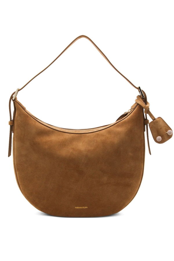 Fabiana Filippi Suede Leather Hobo Shoulder Bag - Brown