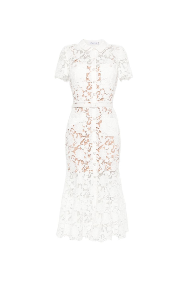 Self-Portrait Lace Midi Dress - White