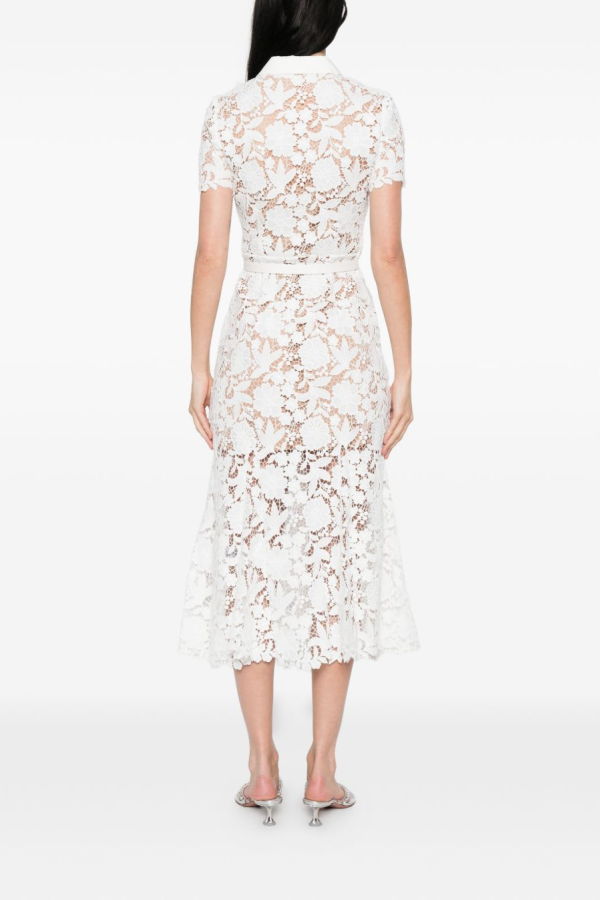 Self-Portrait Lace Midi Dress - White