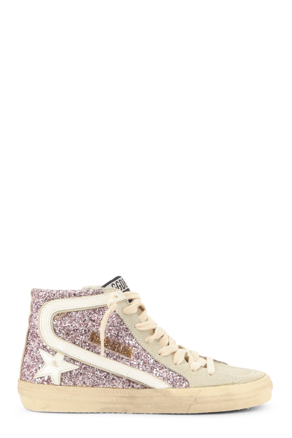Golden Goose Leather Sneakers With All-Over Glitter Detail - Lilacsand