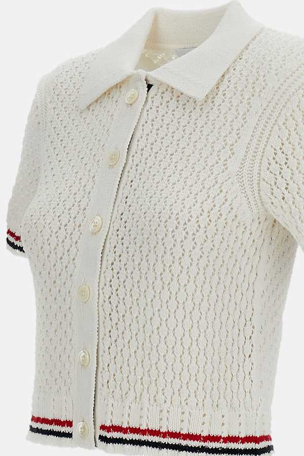 Thom Browne Short-Sleeve Cardigan - White
