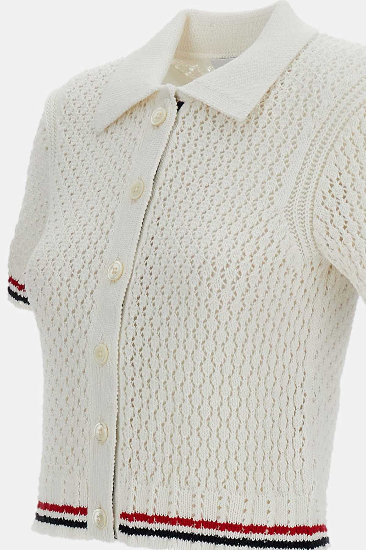 Thom Browne Short-Sleeve Cardigan - White - Image 2 of 3