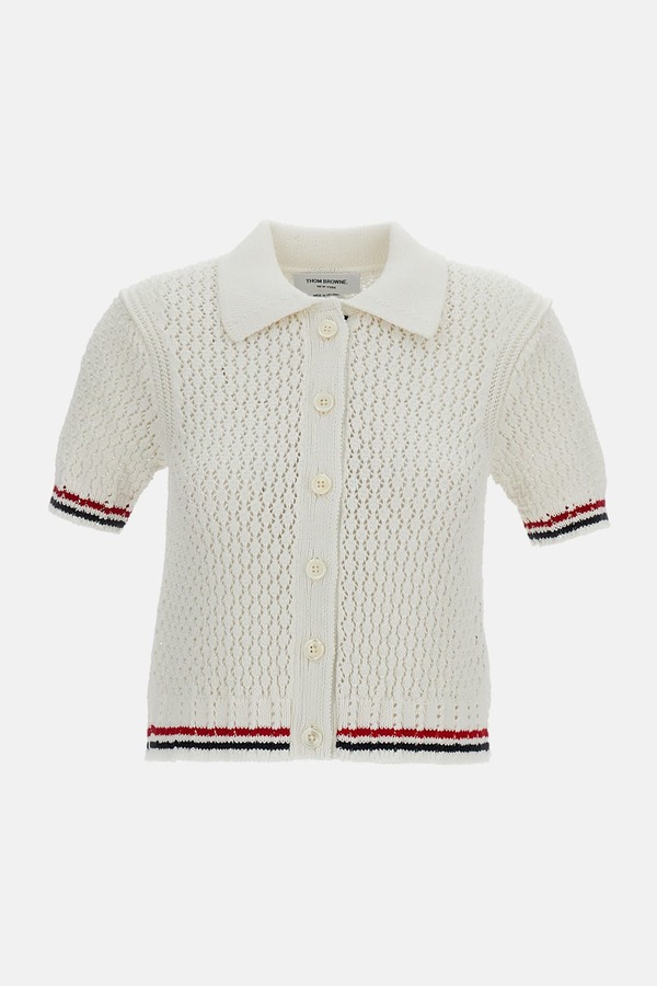 Thom Browne Short-Sleeve Cardigan - White
