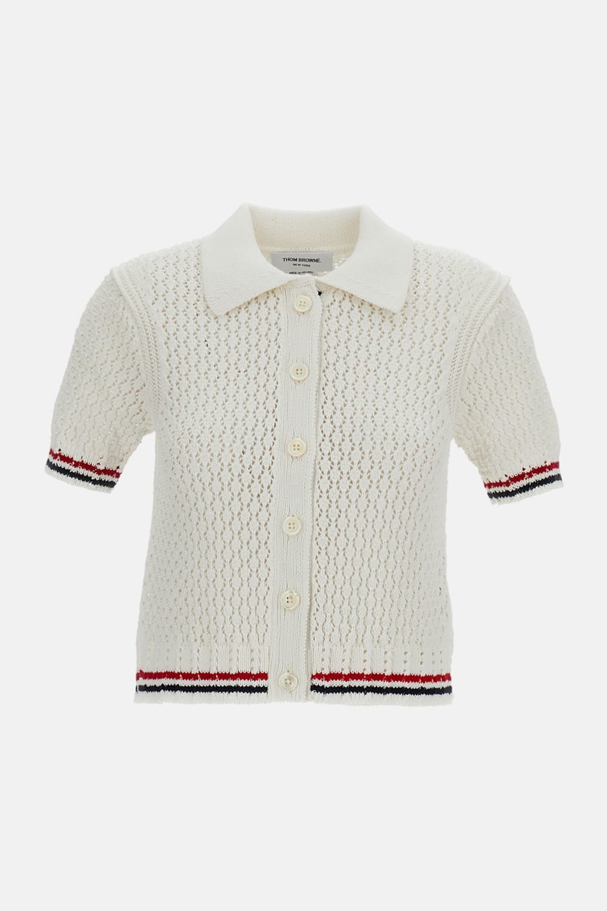 Thom Browne Short-Sleeve Cardigan - White - Image 3 of 3