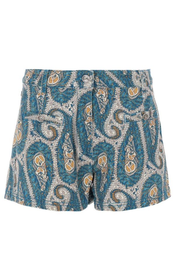 Etro Shorts Con Stampa Paisley - Blue