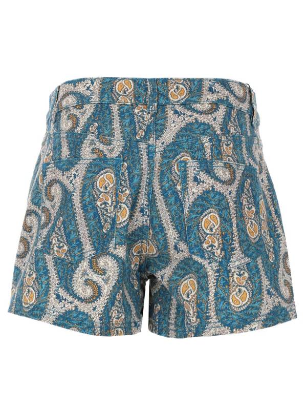 Etro Shorts Con Stampa Paisley - Blue