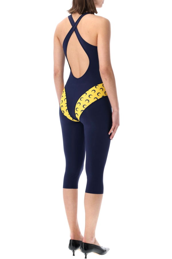 MARINE SERRE Moon Print Athleisure Catsuit - Midnight Blue