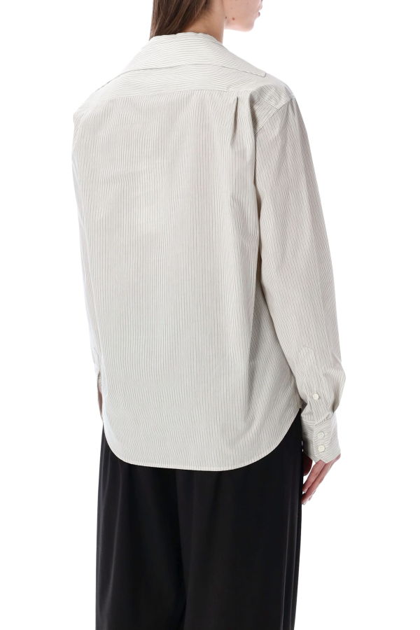 MM6 Maison Margiela Striped Collarless Cotton Shirt - Striped White