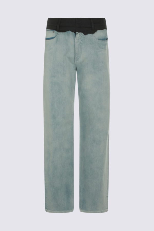 MM6 Maison Margiela Light Blue and Black Cotton Jeans