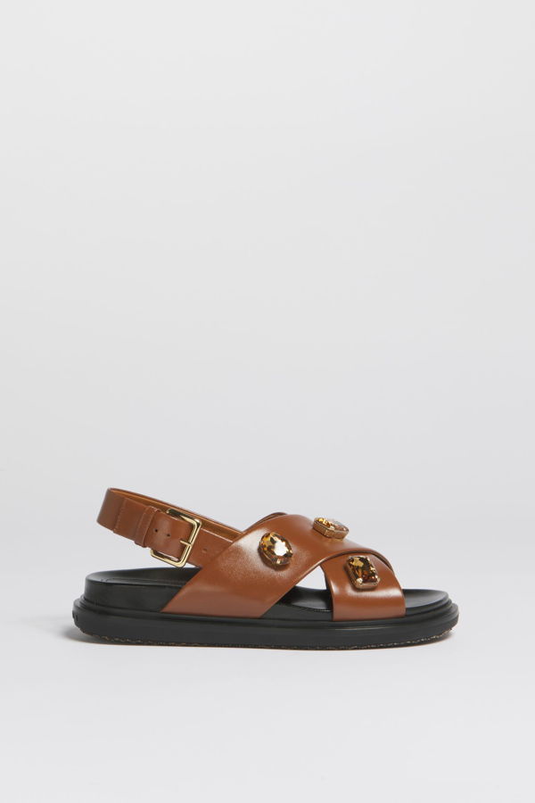 Marni Leather Fussbett w/ Crystals Sandals