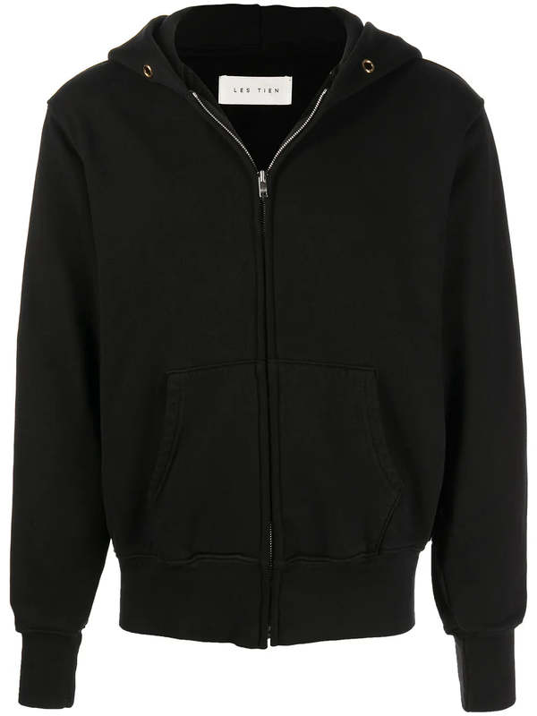Les Tien Cropped Zip Hoodie - Jet Black