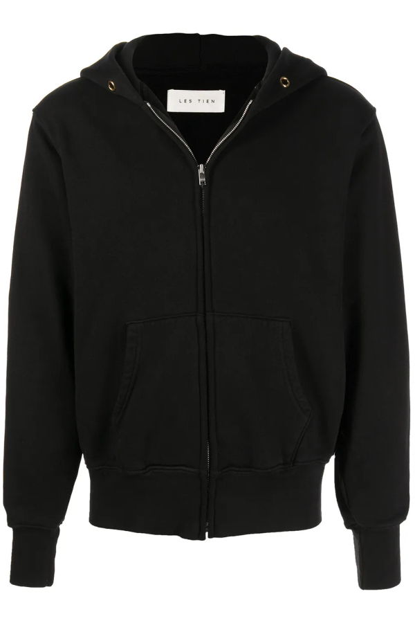 Les Tien Cropped Zip Hoodie - Jet Black