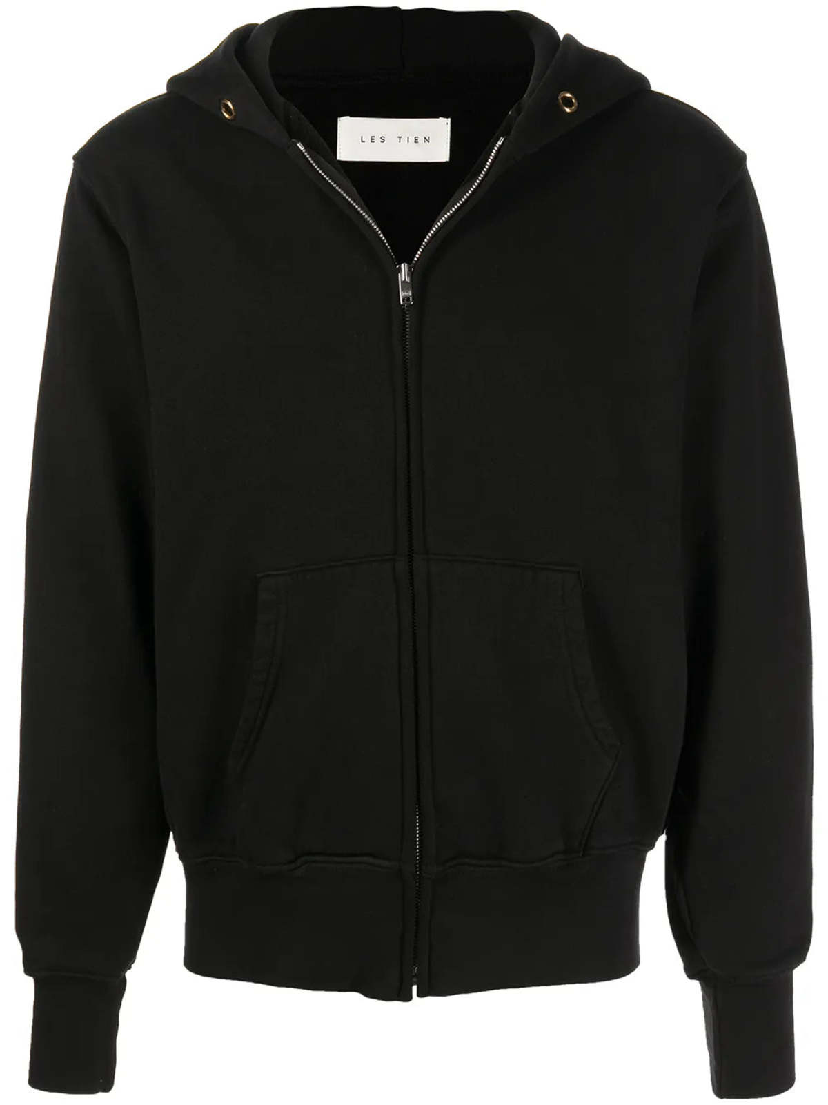 Les Tien Cropped Zip Hoodie - Jet Black - Image 1 of 3