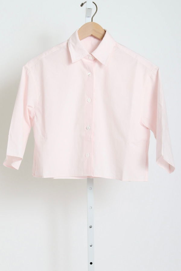 MARIA McMANUS Cropped Short Sleeve Shirt - Blush Pink
