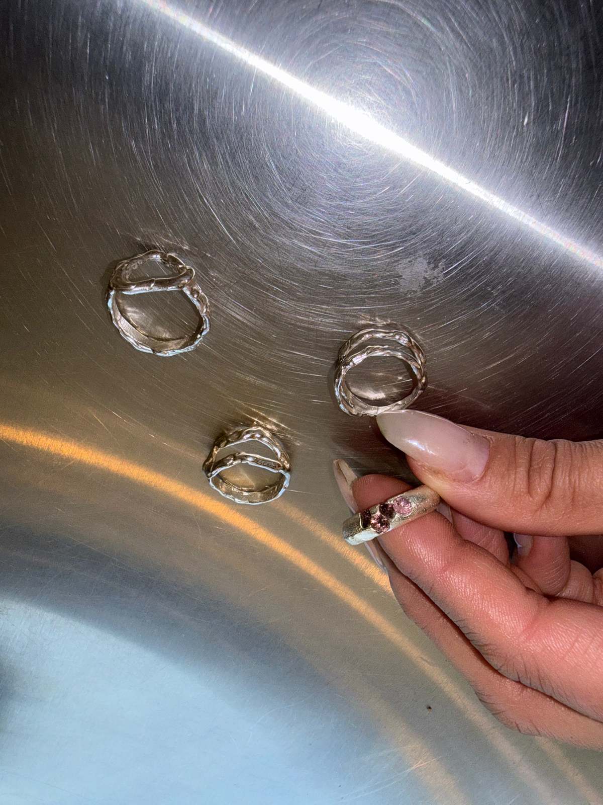 Pas Si Mal Sand Cast Ring with CZs - Image 3 of 3