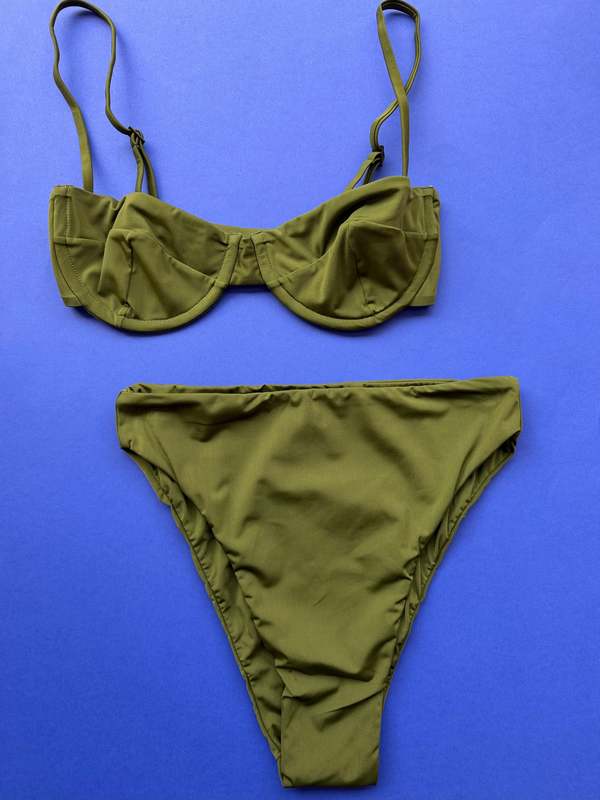 Haight Mah High Waisted Bikini Bottom - Olive Green