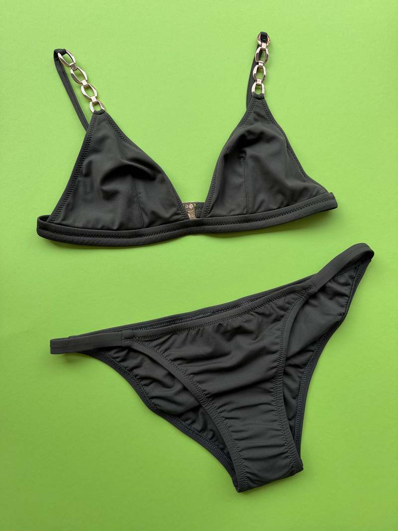 Melissa Odabash Mexico Chain Triangle Bikini Top - Olive