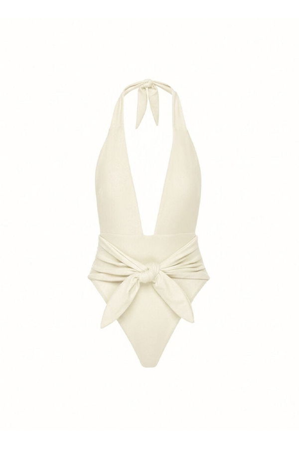 Montce Tropez Tie-Up One-Piece - Cream Silkie
