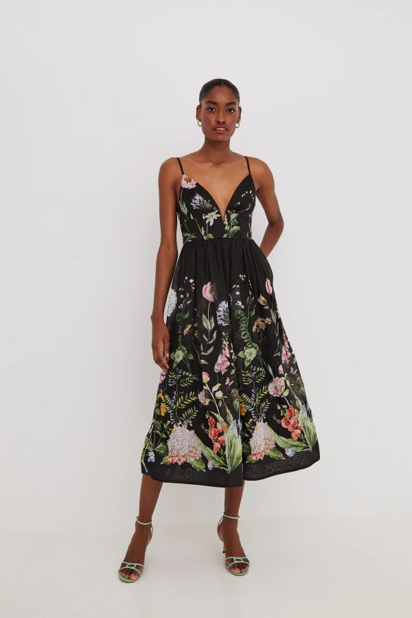Cara Cara Pero Midi Dress - Bloomsfield Black