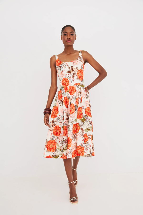 Cara Cara Regio Dress - Blossoms Egret