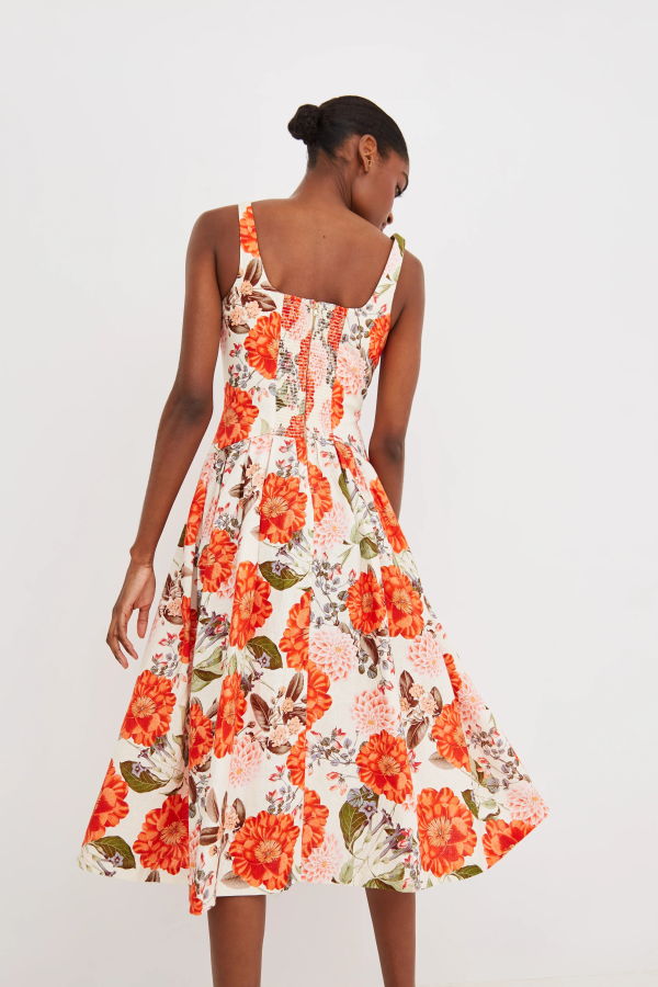 Cara Cara Regio Dress - Blossoms Egret