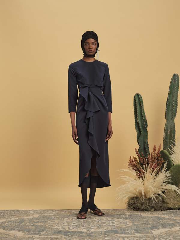 Kika Vargas Genzebe Crpe Dress - Navy