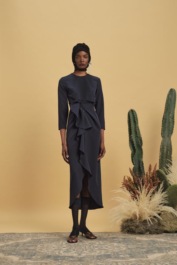 Kika Vargas Genzebe Crêpe Dress - Navy