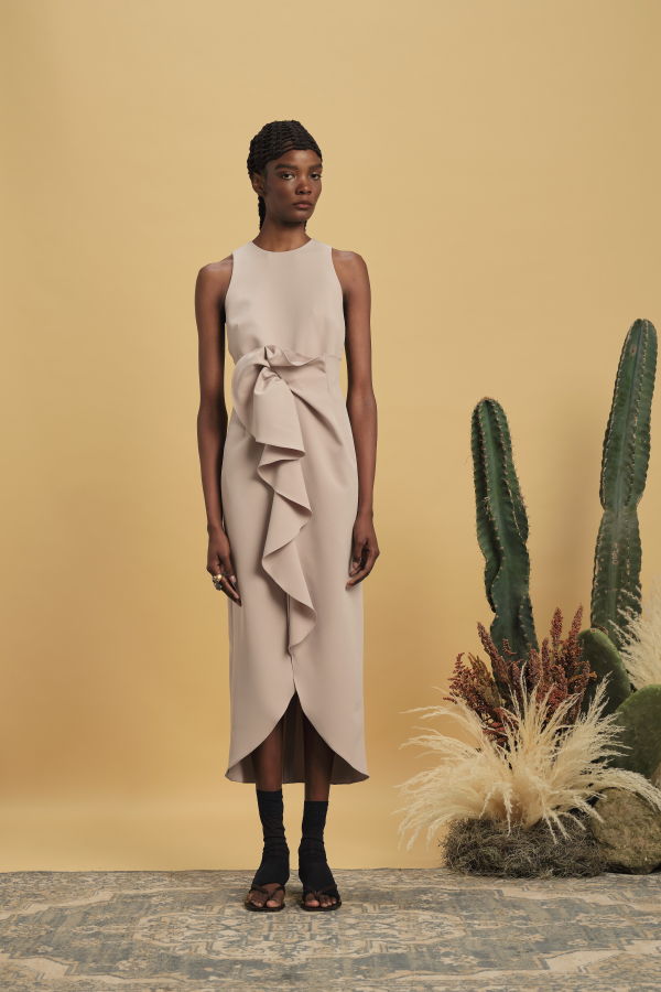 Kika Vargas Liv Dress - Stone Crepe