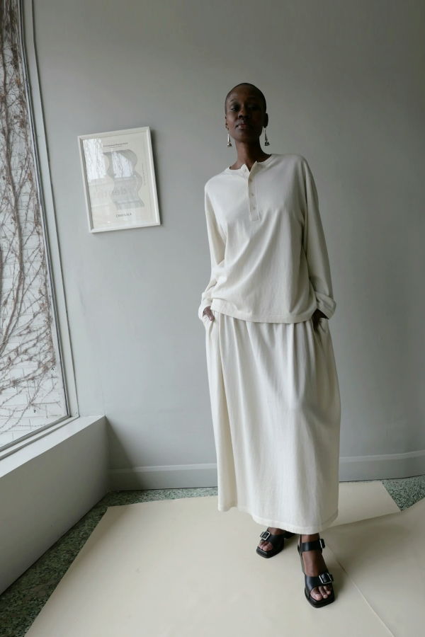 Extreme Cashmere N°407 Fatou Henley T-Shirt - Bone